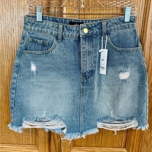 Sweetkama Denim Distressed Mini Skirt